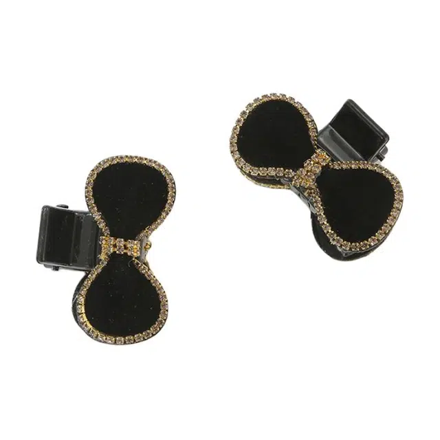 如花梦 复古丝绒 蝴蝶结抓 侧边夹 亚克力 发夹 女款