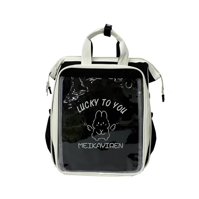 德力熊 休闲简约日常百搭透明设计 复合布 双肩包 常规 男女同款情侣款 多色