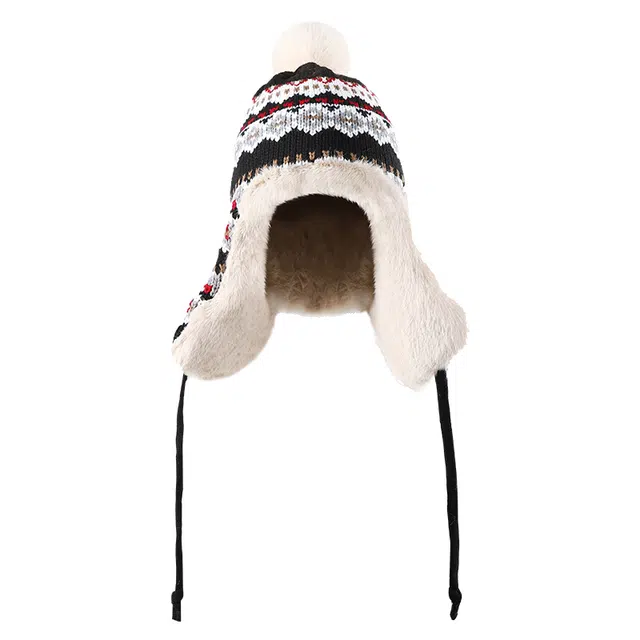 俞兆林 东北哈尔滨旅游防寒帽子女冬季加绒防风护耳帽民族风针织毛线帽百搭显脸小 加厚 雷锋帽 女款