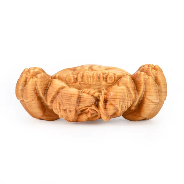 天纵 雕刻螃蟹八方来财手工艺品木雕文玩招财 阴沉楠木 木作把件 男女同款情侣款 楠木