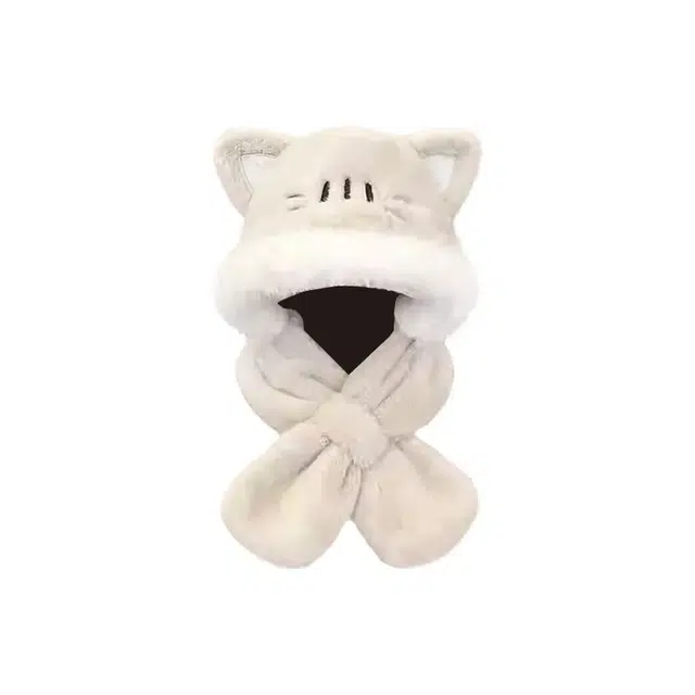 俞兆林 日系冬季可爱小猫保暖百搭加厚 涤纶 斗篷帽 女款