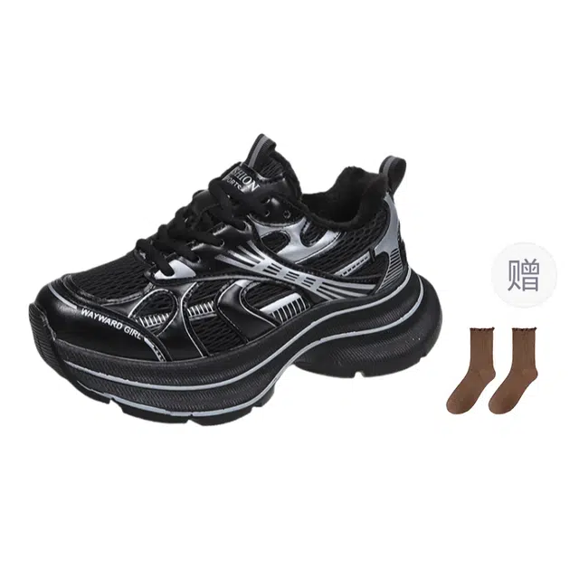 小鹿米利 厚底运动休闲加绒时尚 防滑耐磨增高保暖 低帮 老爹鞋 女款