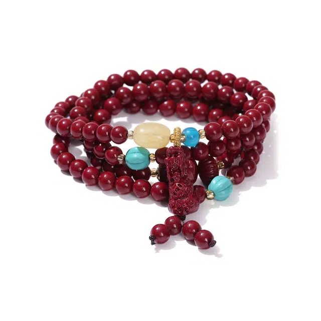【消除108种烦恼】 琉堇 招财纳福吞金兽文玩手饰 国风新年送礼瑞兽貔貅招财进宝佛珠链 新年送礼#好运 朱砂 玉石手串 男女同款情侣款