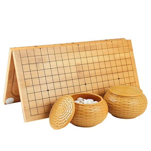 妙记 围棋五子棋大号套装仿玉棋子云子棋子楠竹折叠棋盘围棋套装 桌游