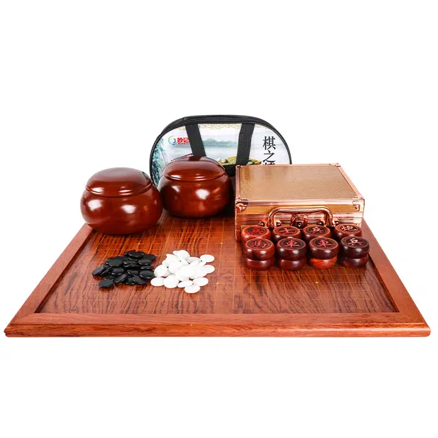 妙记 围棋中国象棋五子围棋子套装 双面实木红花梨棋盘枣木棋罐 桌游