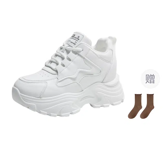 小鹿米利 内增高百搭小个子厚底休闲运动小白鞋 防滑耐磨保暖透气 低帮 老爹鞋 女款