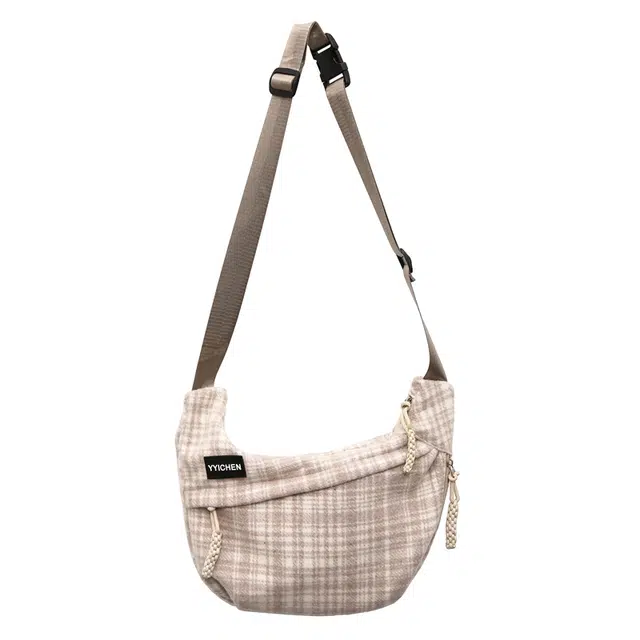 揽月 日系休闲复古百搭简约 呢子 斜挎包 男女同款情侣款 女款 黑色/棕色/卡其色/红色