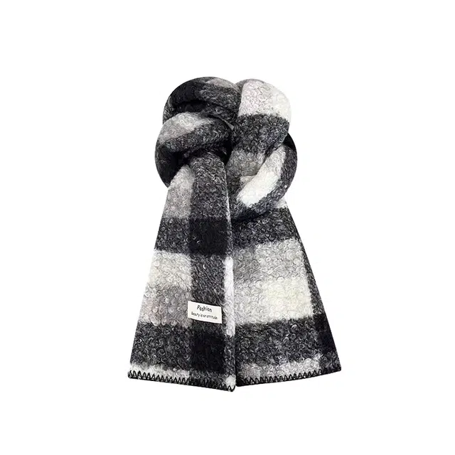 【温暖摇粒绒】 浪莎 慵懒苏格兰风毛呢格子女秋冬保暖多用摇粒绒锁边围脖披肩毯 男女同款情侣款 绒线围巾 男女同款情侣款