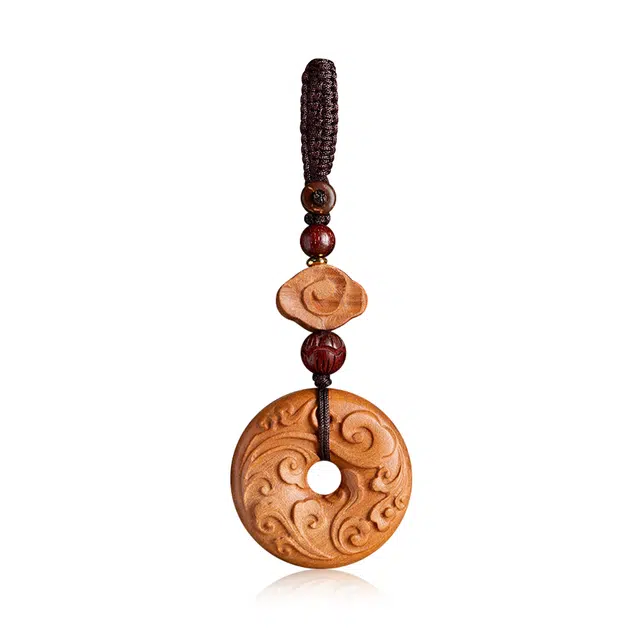 【普陀山官方已过香】 普陀山文创 国风祥云平安扣钥匙扣本命年护身符平安#好运 生日送礼转运礼盒 桃木 挂件 男女同款情侣款