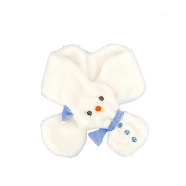 【萌趣小雪人】 雅鹿优选 冬季保暖可爱耳机雪人护耳毛绒帽子三件套女生围脖挂脖手套绒线帽套装 涤纶 绒线帽 女款