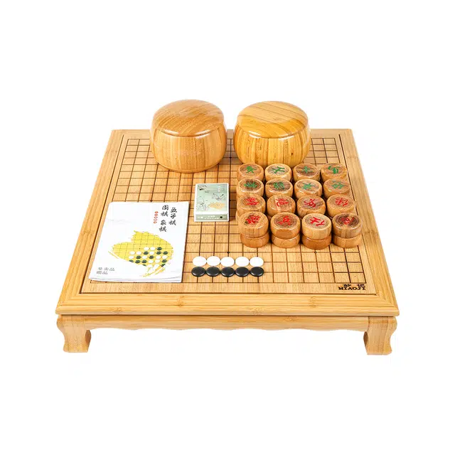 妙记 围棋五子棋象棋套装 棋罐棋盘高脚棋墩棋子套装 桌游
