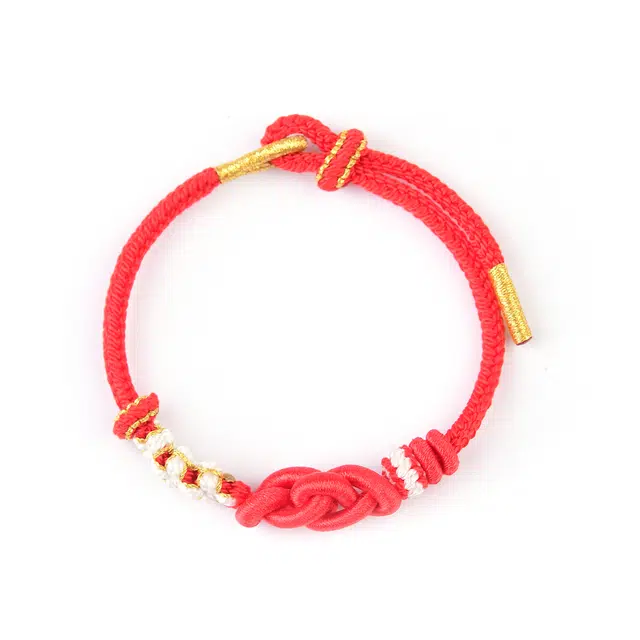 谧月珠宝 新中式国潮长绒棉轻奢精致高级感创意设计百搭可爱小清新手工精美编织绳单圈可调节好运 棉绳 手链 男女同款情侣款