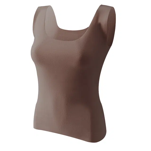 二三二三 带胸垫跑步防震防下垂聚拢健身衣保暖上装 女款 浅咖色