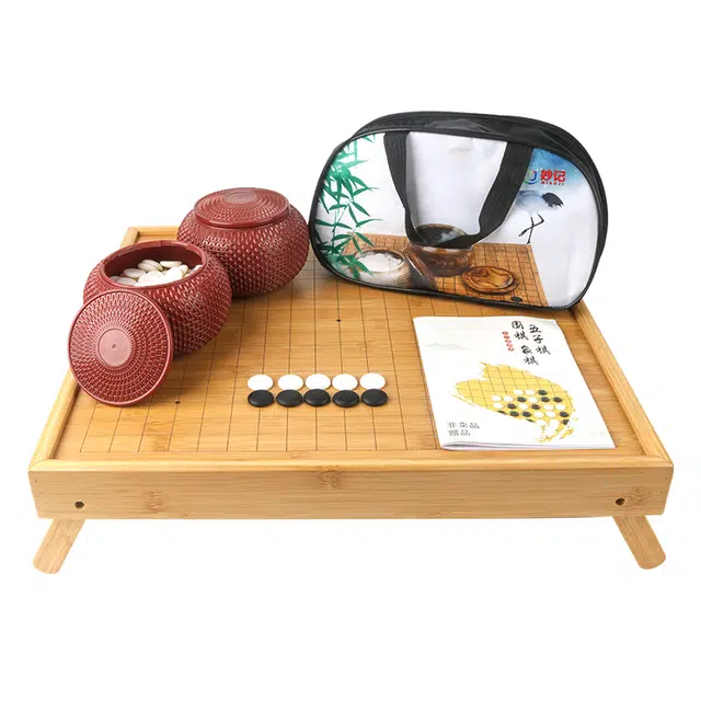 妙记 围棋五子棋儿童成人套装 楠竹围棋棋盘棋桌仿玉棋子 桌游