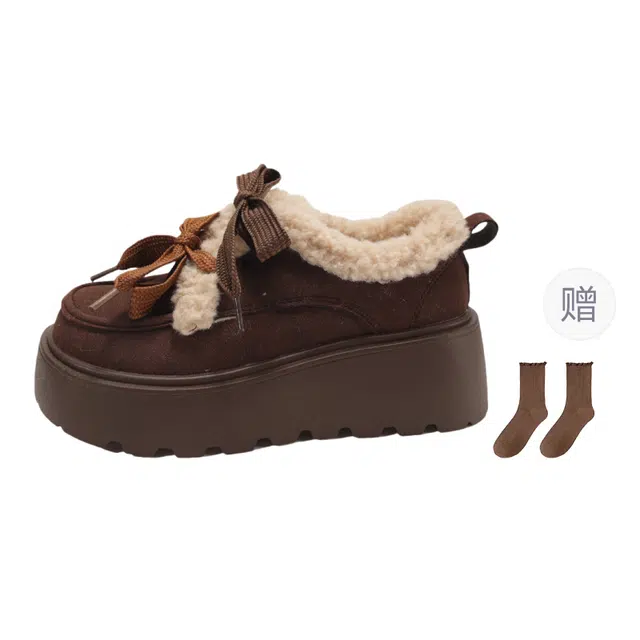 小鹿米利 保暖耐磨增高防滑 复古厚底加绒 雪地靴 女款