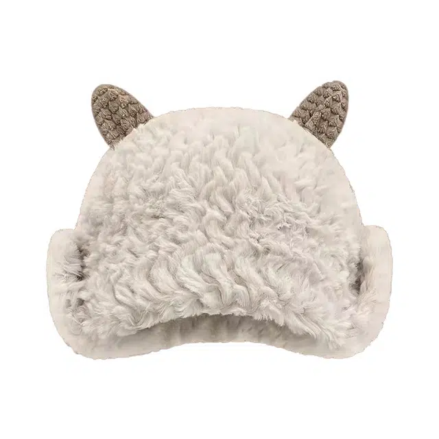 木林森 冬季小羊帽可爱毛绒雷锋帽显脸小保暖加绒加厚护耳大头围  腈纶 帽子 男女同款情侣款