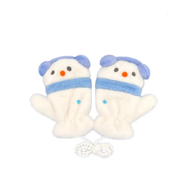 【萌趣小雪人】 雅鹿优选 冬季保暖可爱耳机雪人护耳毛绒帽子三件套女生围脖挂脖手套绒线帽套装 涤纶 绒线帽 女款