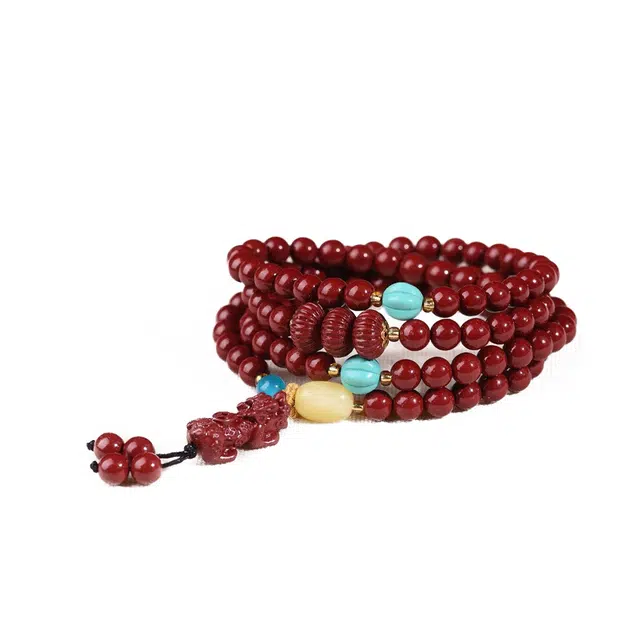 九隆古 国潮吞金兽貔貅 诸事顺遂新中式国潮 多圈叠戴招桃花 水逆退散手饰#好运 生日纪念日 再造辰砂朱砂 手串 男女同款情侣款