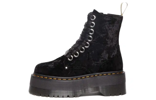 Dr.Martens Suede Round Toe Lace-Up Boots Black