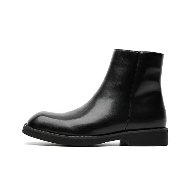 合成革 时尚潮流底厚增高百搭之选 短靴 男款 黑色