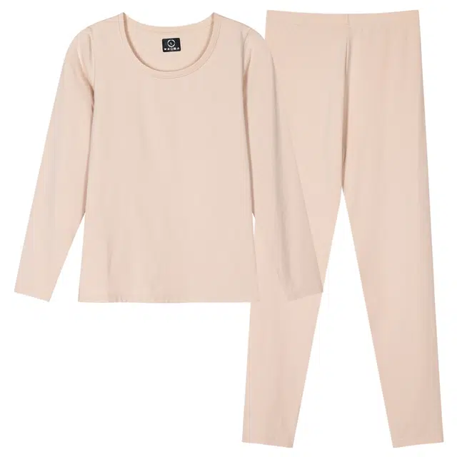 莫代尔 舒适百搭柔软亲肤长袖长裤居家服保暖套装 女款 图片色