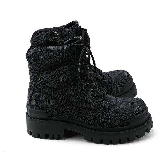 HANQIAORIJI Vintage Thick Sole Martin Boots Black