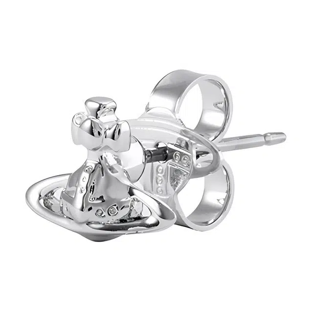 Vivienne Westwood Lorelei Saturn Brass Stud Earrings Silver