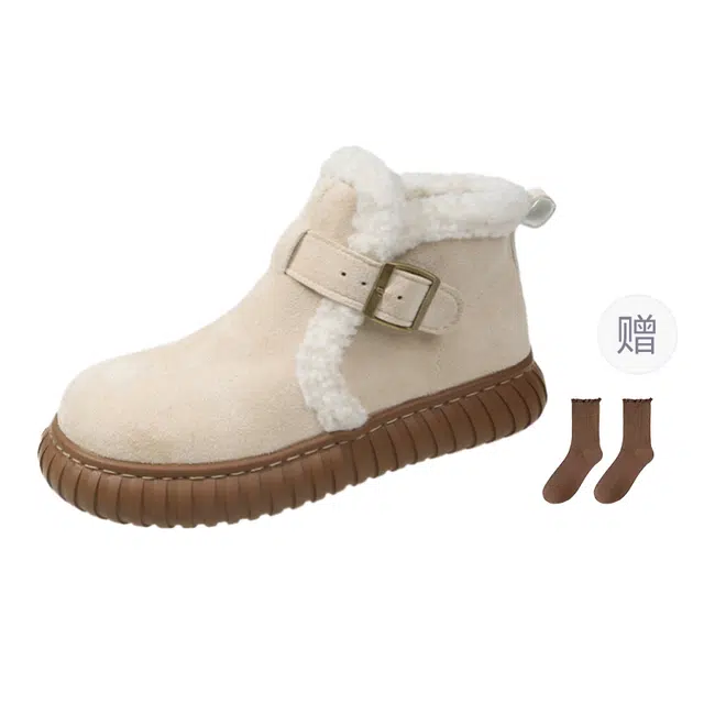 小鹿米利 保暖耐磨增高防滑 复古勃肯厚底外穿通勤学生户外 短筒 雪地靴 女款
