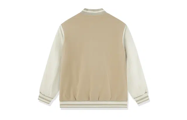 乔丹 舒适休闲简约字母印花宽松夹克外套 男款 果仁色/奶油白