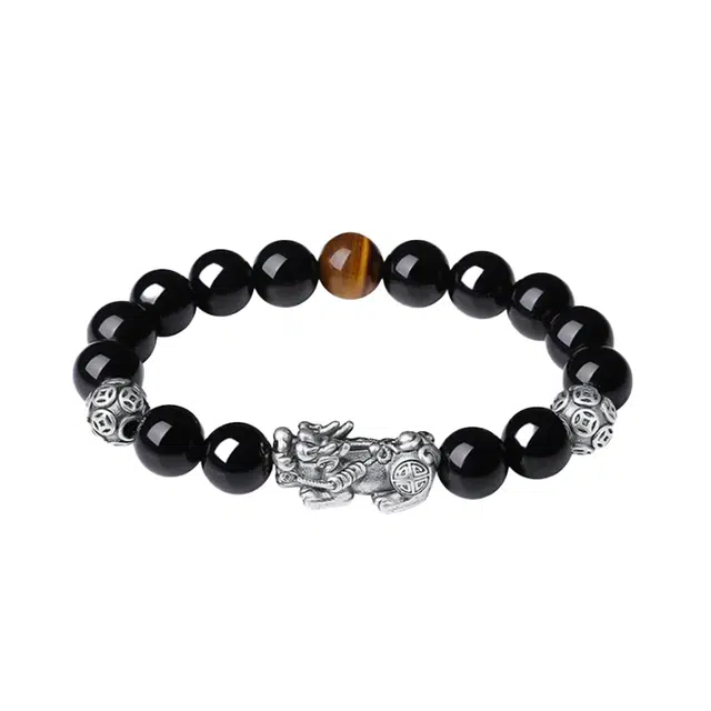 中国珠宝 貔貅祥瑞守护招财进宝 以八方之财为食 吞万物而不泄 平安喜乐 事事顺心 精雕细琢 栩栩如生 黑曜石 手串 男女同款情侣款