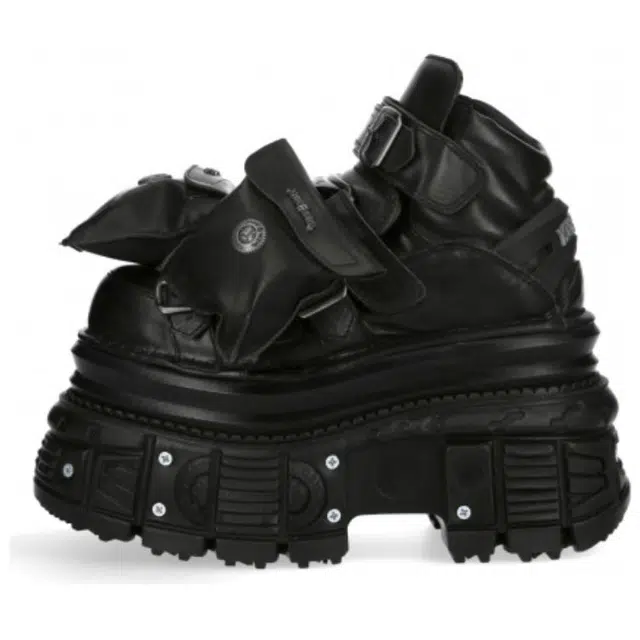 New Rock Short Boots 10cm Black