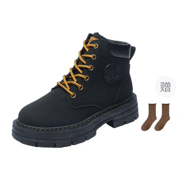 小鹿米利 合成革 英伦风潮流百搭 短靴 中跟 女款