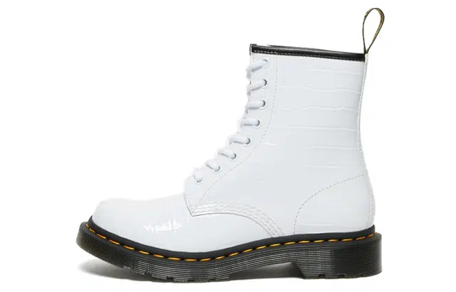Dr. Martens 1460 Croc Embossed Patent White