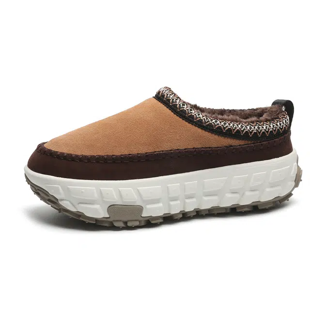 威世米邦 牛反绒 保暖防滑 轮胎厚底设计感加绒加厚 及踝 雪地靴 男女同款