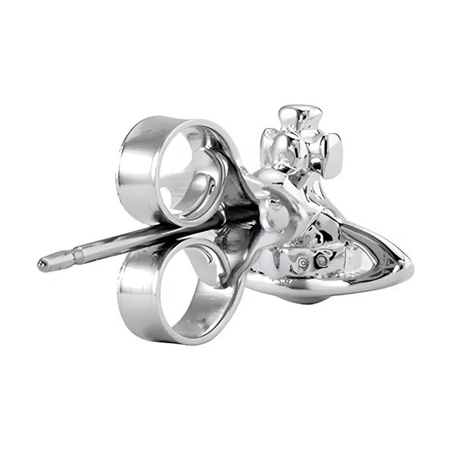 Vivienne Westwood Lorelei Saturn Brass Stud Earrings Silver