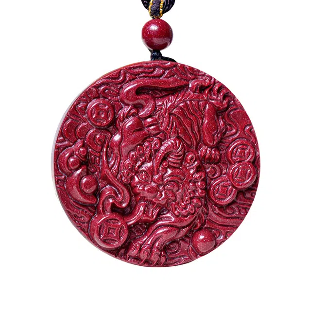 舒杰 国风招财转运貔貅牌男生本命年好礼 朱砂 项链 男款