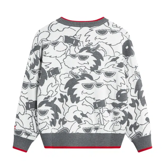 李宁儿童毛衣 运动生活系列 圆领宽松套头 灰色 儿童款