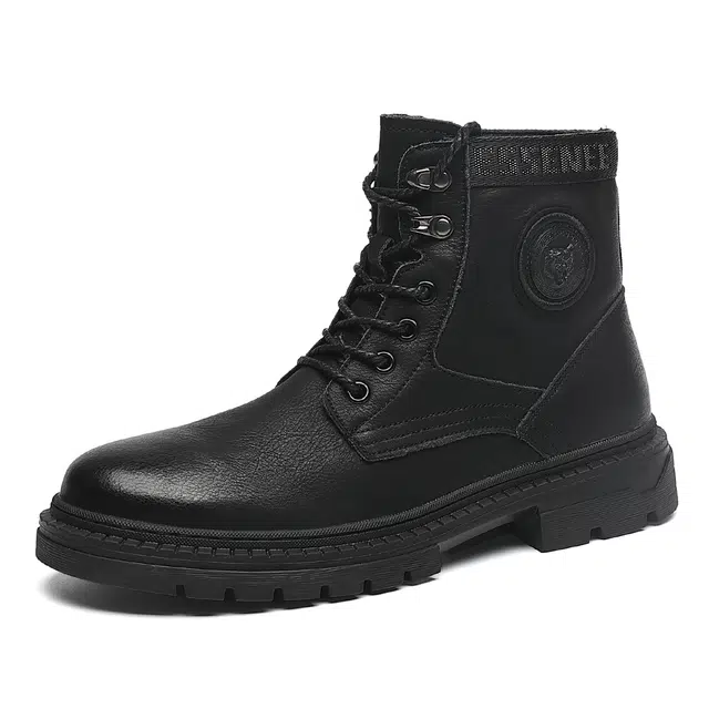 法派 时尚厚底 短中筒 马丁靴 男款 黑色