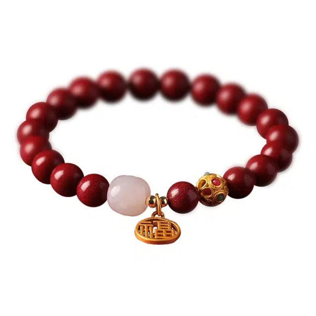 【朱事顺遂】 琉堇 国风福气满满转运文玩佛珠手饰 水逆退散新年送礼 妈妈的礼物礼盒装#好运 朱砂 玉石手串 男女同款情侣款
