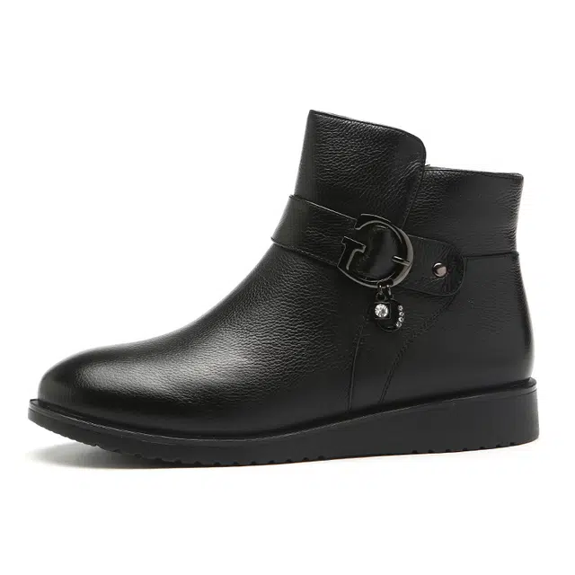 AOKANG Black Ankle Boots
