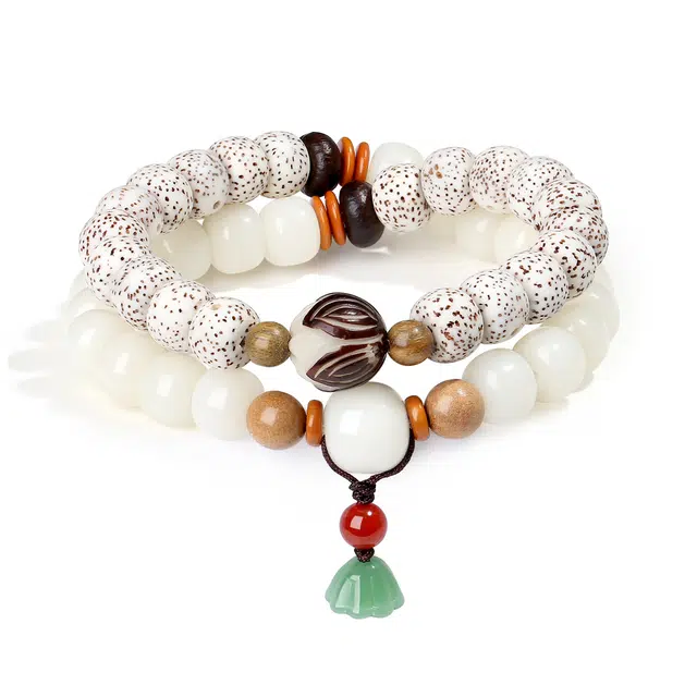 【普陀山官方已祝福】 普陀山文创 好运莲莲新中式文玩佛珠盘串 招财纳福转运珠 好运礼盒转运礼#好运 白玉菩提 手串 男女同款情侣款