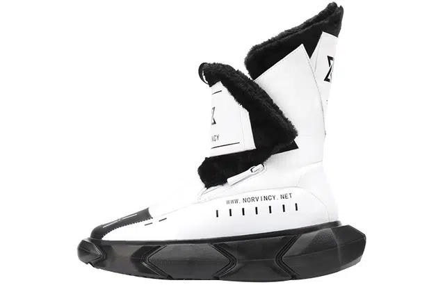NORVINCY Snow Boots Black White
