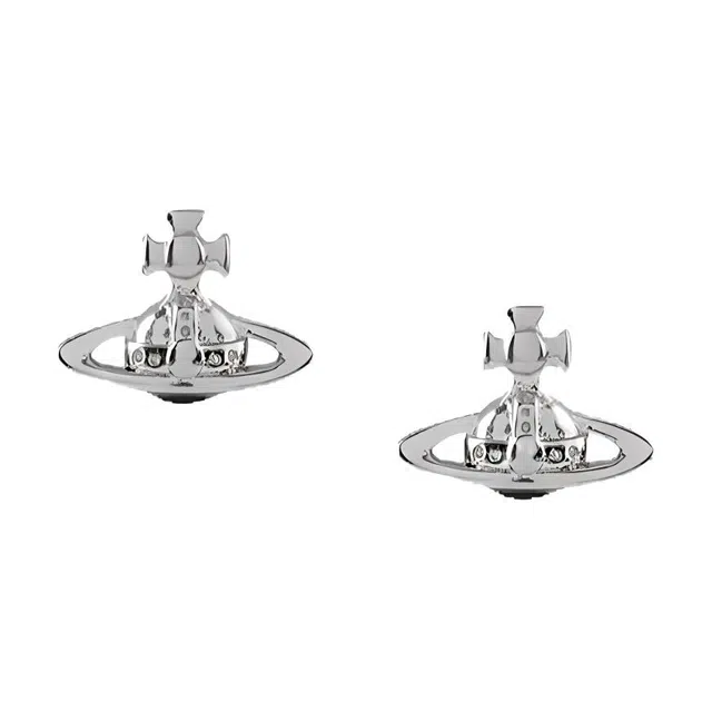 Vivienne Westwood Lorelei Saturn Brass Stud Earrings Silver