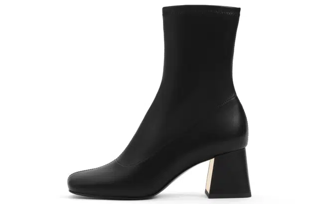 CHARLES&KEITH PU Square Toe Ankle Boots