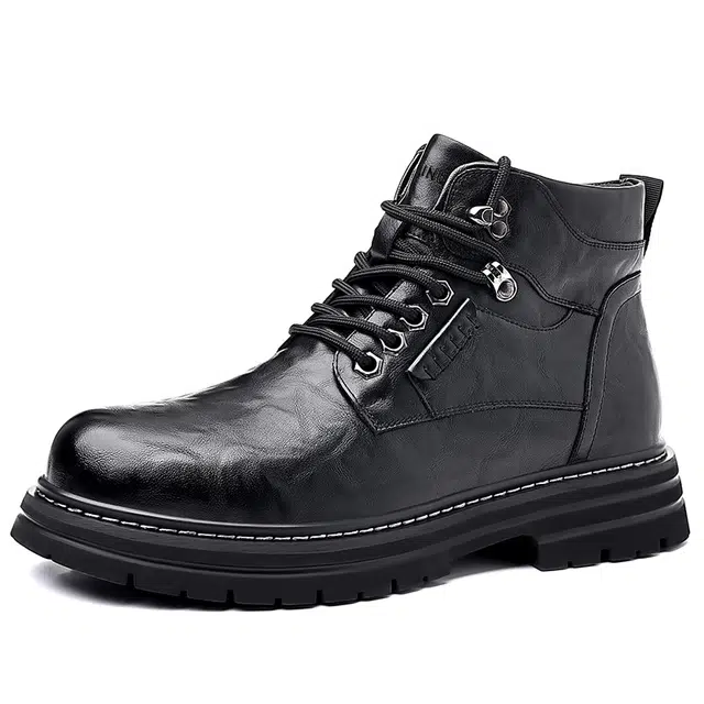 依米奴 牛皮 秋冬靴子情侣款 时尚潮流舒适 马丁靴 男女同款