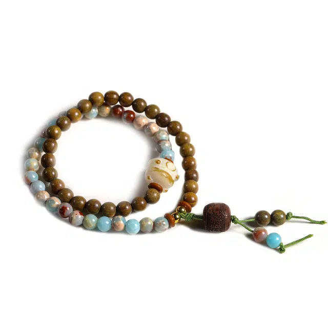 物㯖 新中式国潮文玩招财猫简约轻奢风佛珠念珠诸事顺遂平安上岸好运来来幸运配饰送礼盒#寓意好串 绿檀 手串 男女同款情侣款