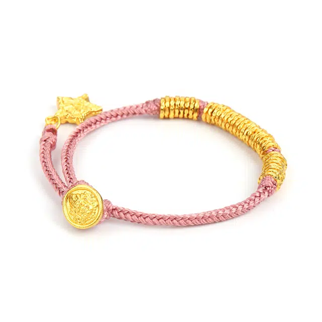 谧月珠宝 可爱海星 新中式国潮黄财神超仙星星盘缠少女心手绳精致高级感甜美平安喜乐手工编织绳好运 合金 手链 男女同款情侣款