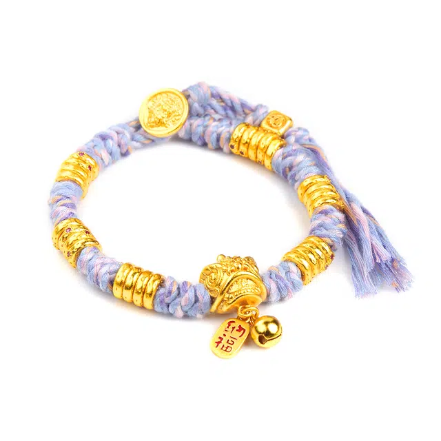 谧月珠宝 新中式国潮中国风招财纳福醒狮手工编织绳轻奢精致小清新吉祥如意古法铃铛百搭出勤必备好运 合金 手链 男女同款情侣款