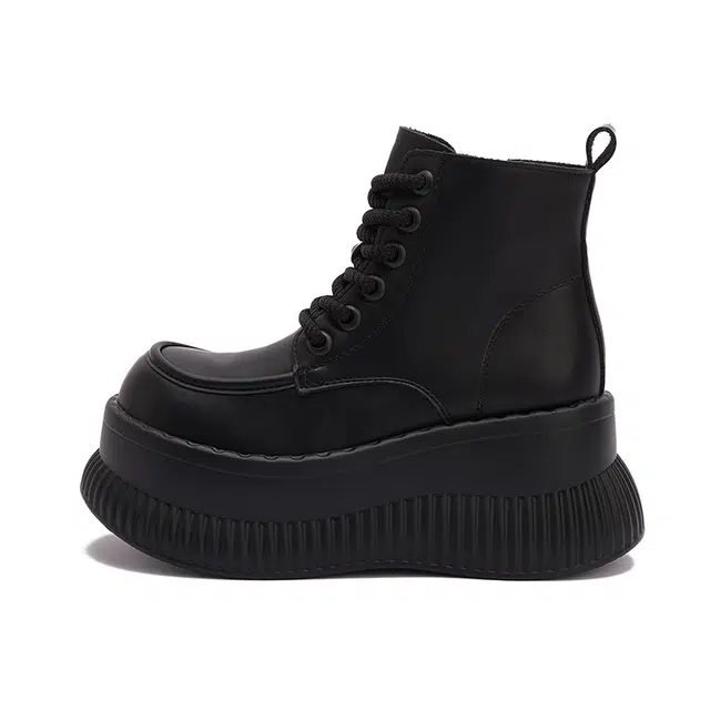 优质皮面厚底休闲百搭松糕鞋 短靴 女款