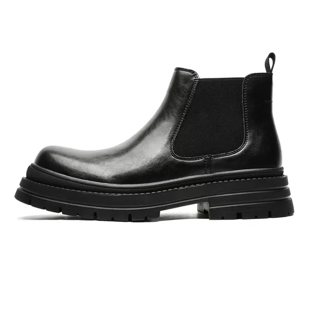 威世米邦 德比厚底高级感英伦风 短筒 切尔西靴 男款 黑色